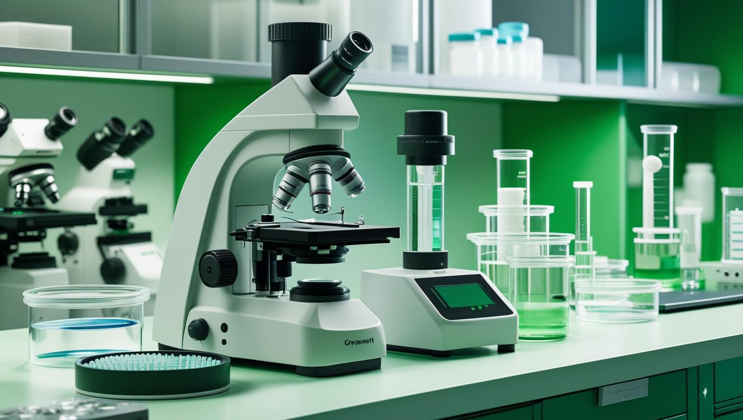 Laboratory instrumentation with microscopes and analytical equipment
