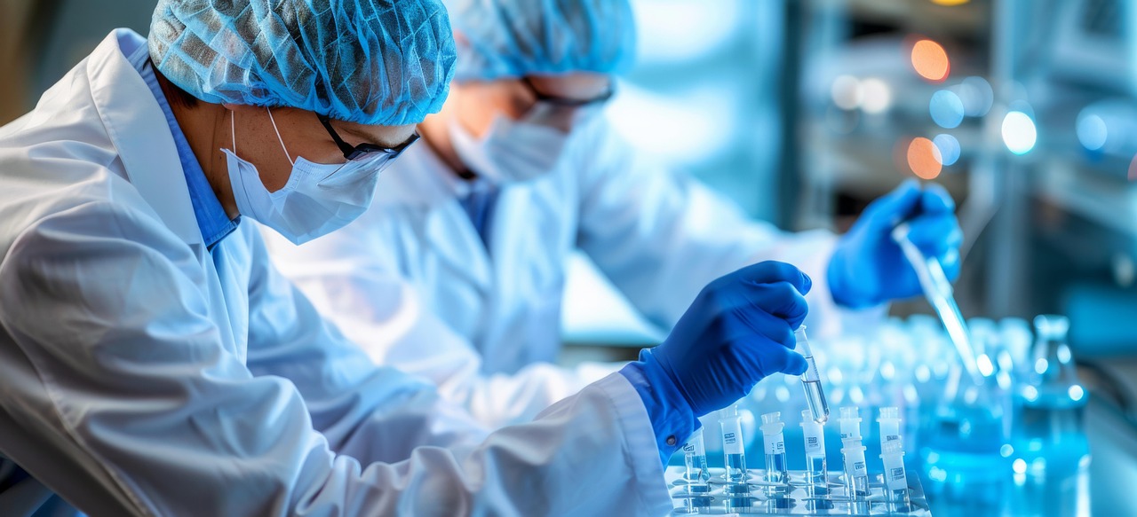 Scientists conducting cannabis research in laboratory